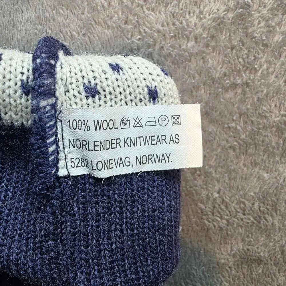 Norlender Knitwear Mittens Womens One Size Blue Wool Fair Isle Knit Norway
